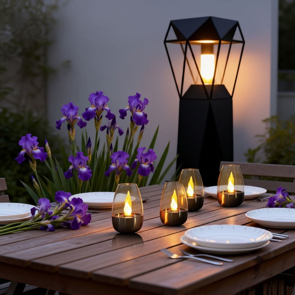 Solar LED Candle Light with Stainless Steel Design and Simulated Flame