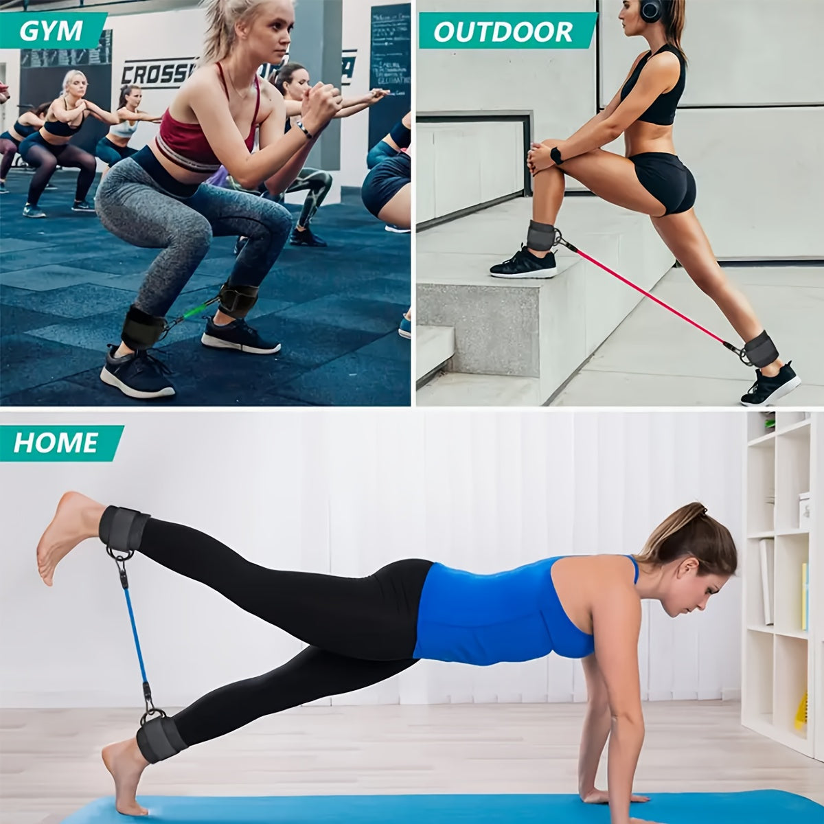 Ankle Strap Resistance Bands for Home Leg Workouts