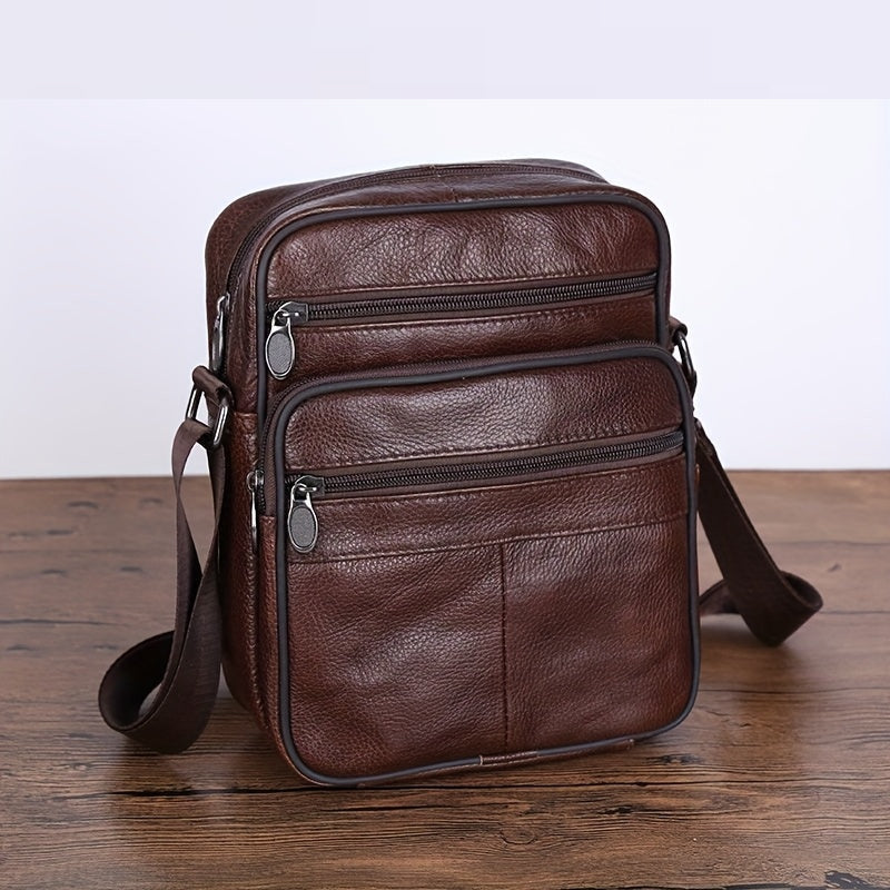 Men's Luxe Cowhide Crossbody Bag with Adjustable Strap