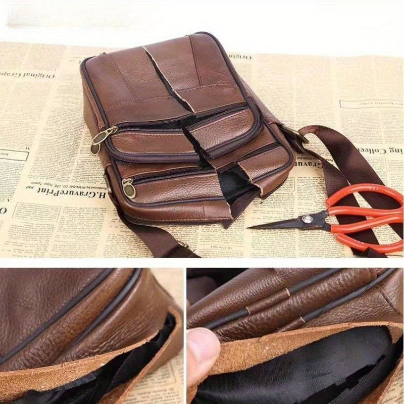 Men's Luxe Cowhide Crossbody Bag with Adjustable Strap