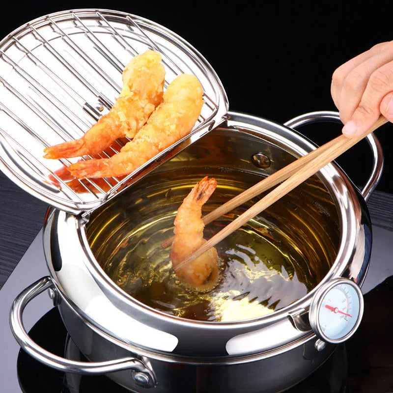 Stainless Steel Deep Fryer with Precision Thermometer