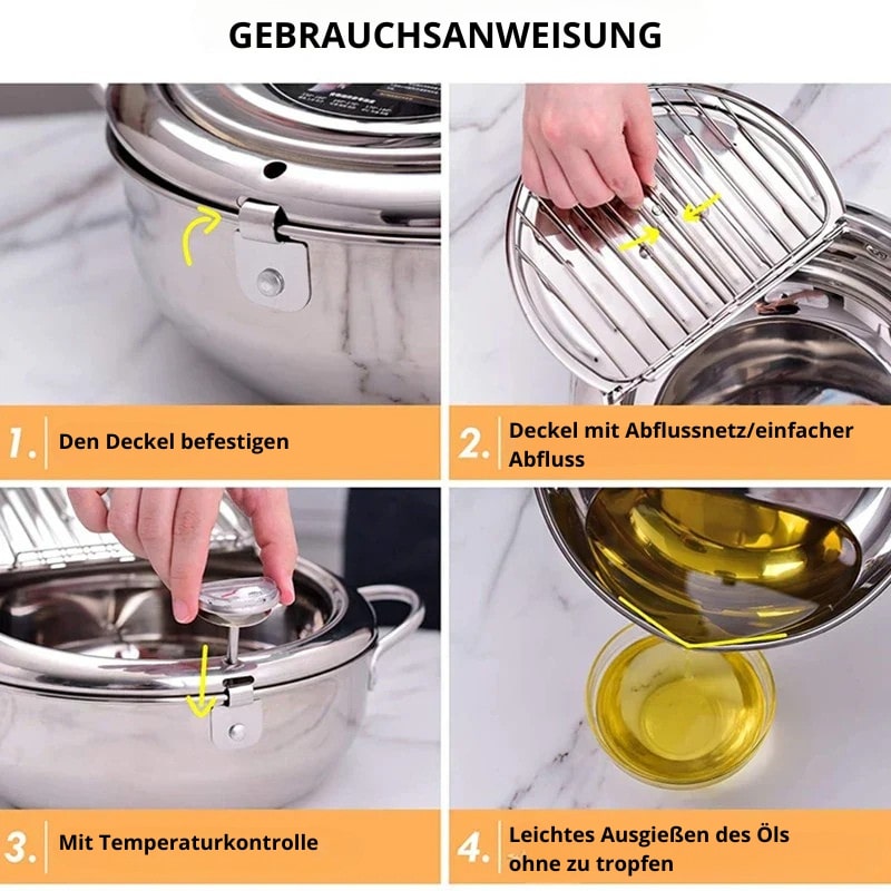 Stainless Steel Deep Fryer with Precision Thermometer