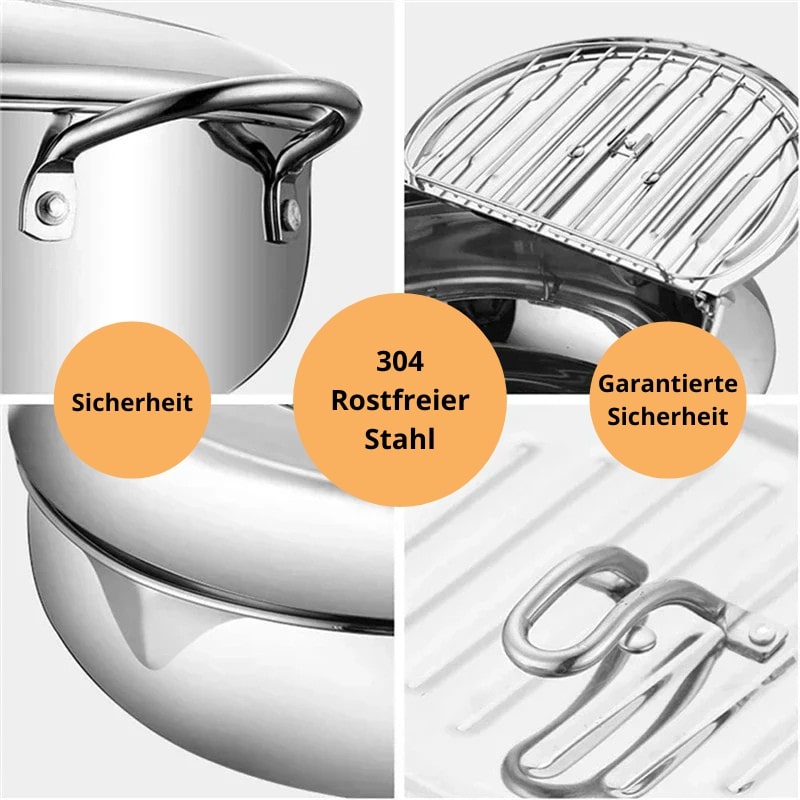 Stainless Steel Deep Fryer with Precision Thermometer