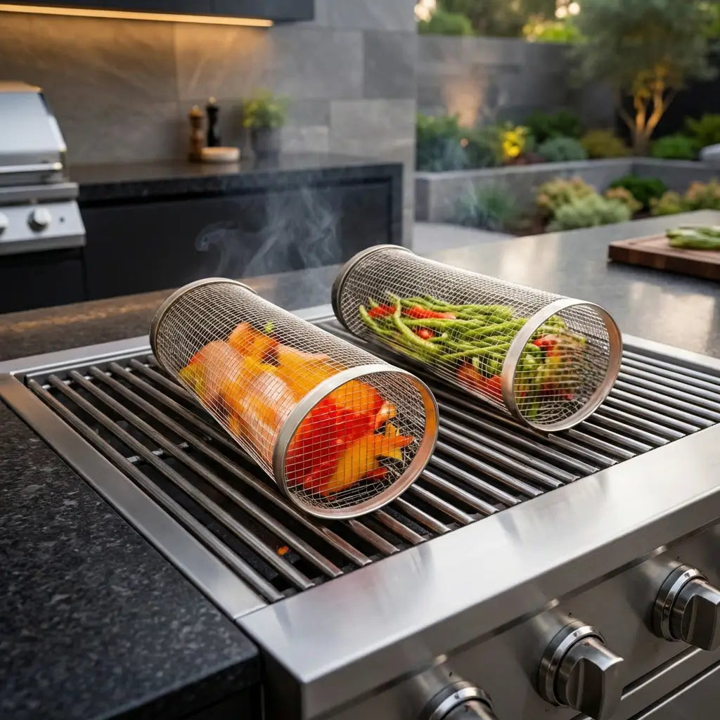 Stainless Steel Rotating Grill Basket for Perfect BBQ