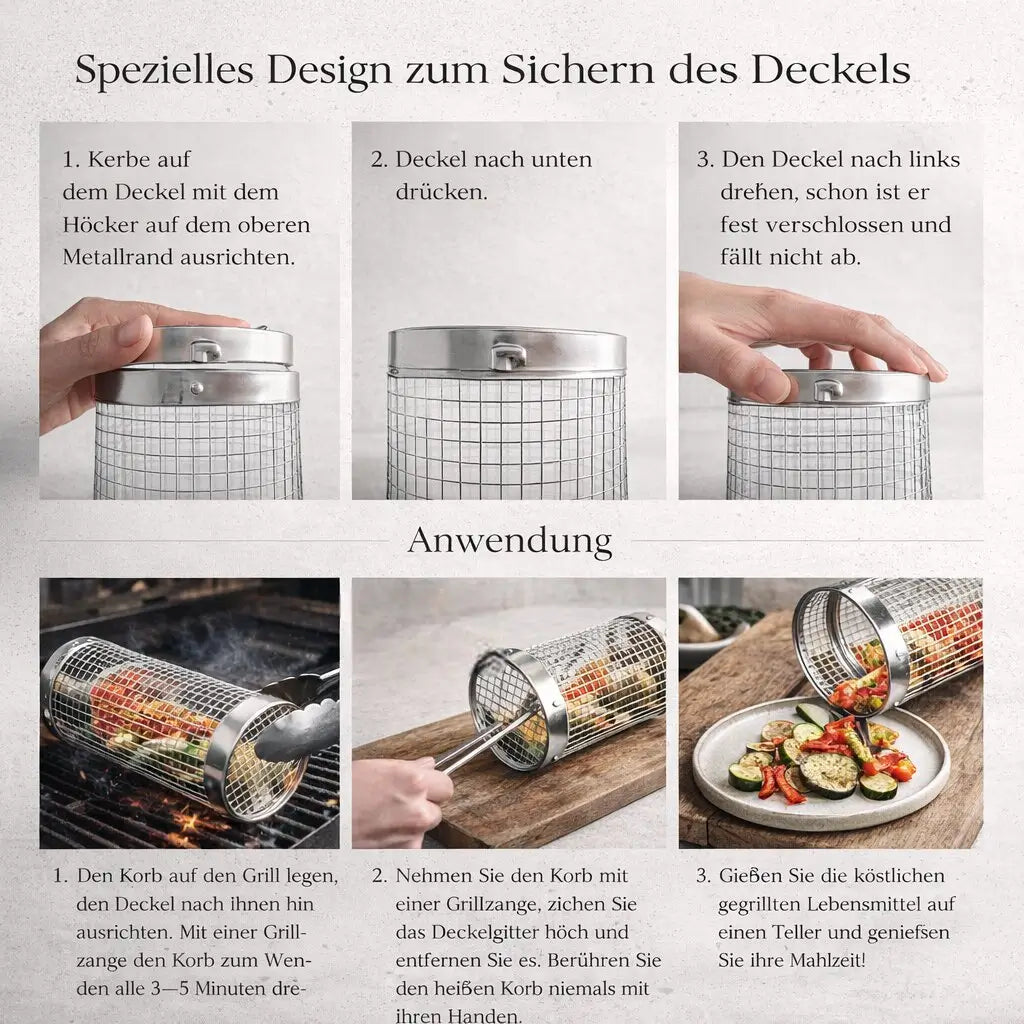 Stainless Steel Rotating Grill Basket for Perfect BBQ