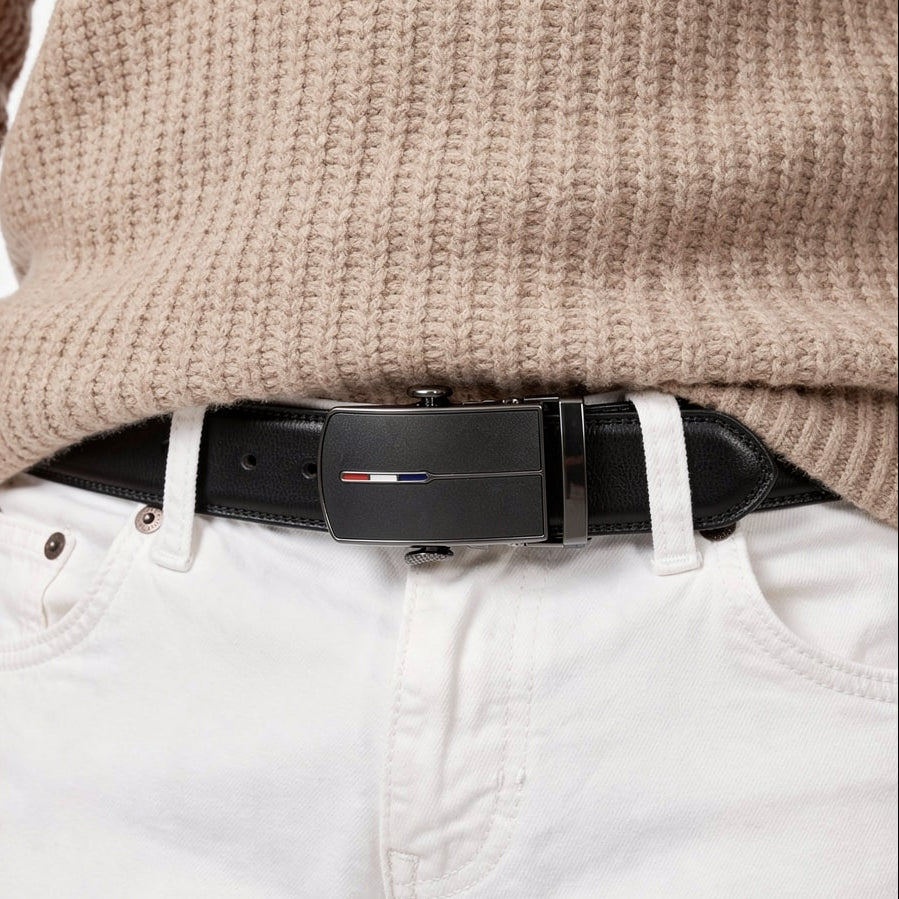 Adjustable Leather Belt for Men | No-Hole Design