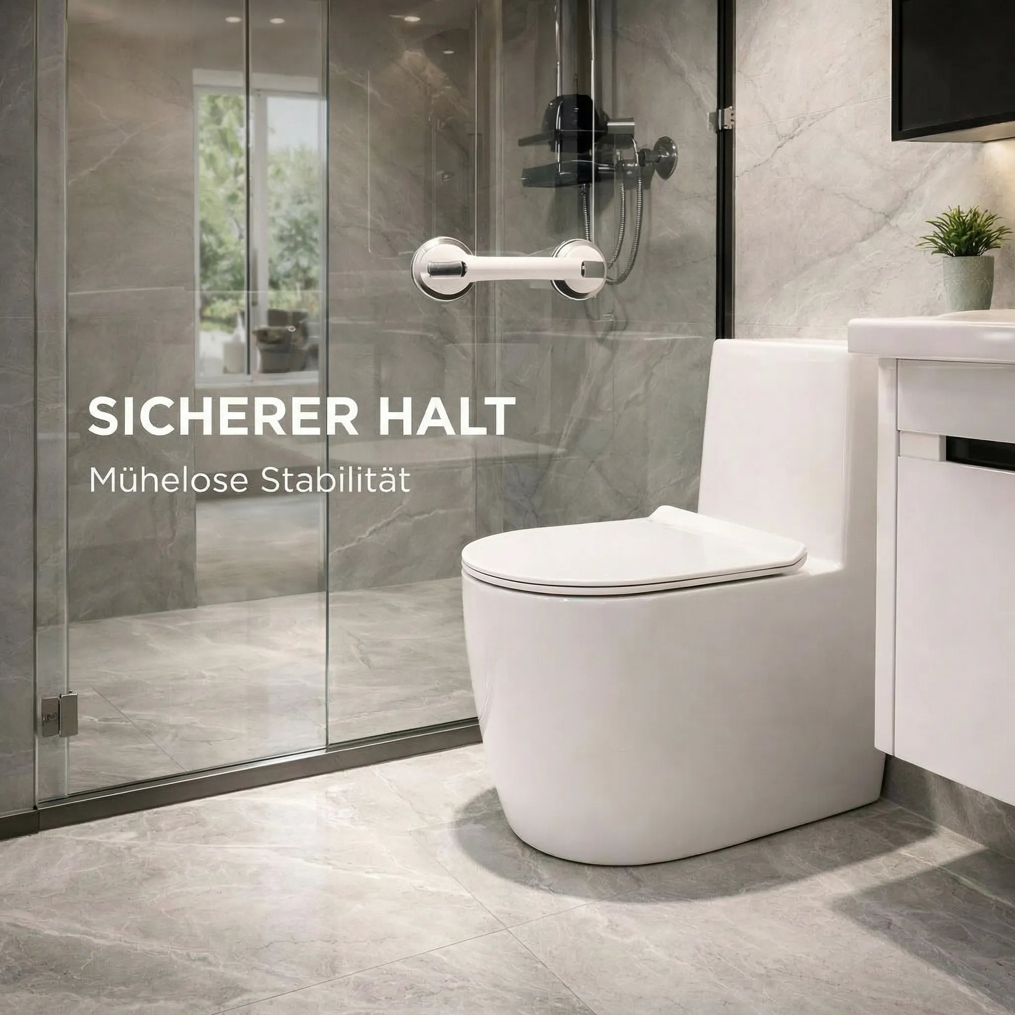 Secure Bathroom Grab Bar with Suction Mount for Easy Grip