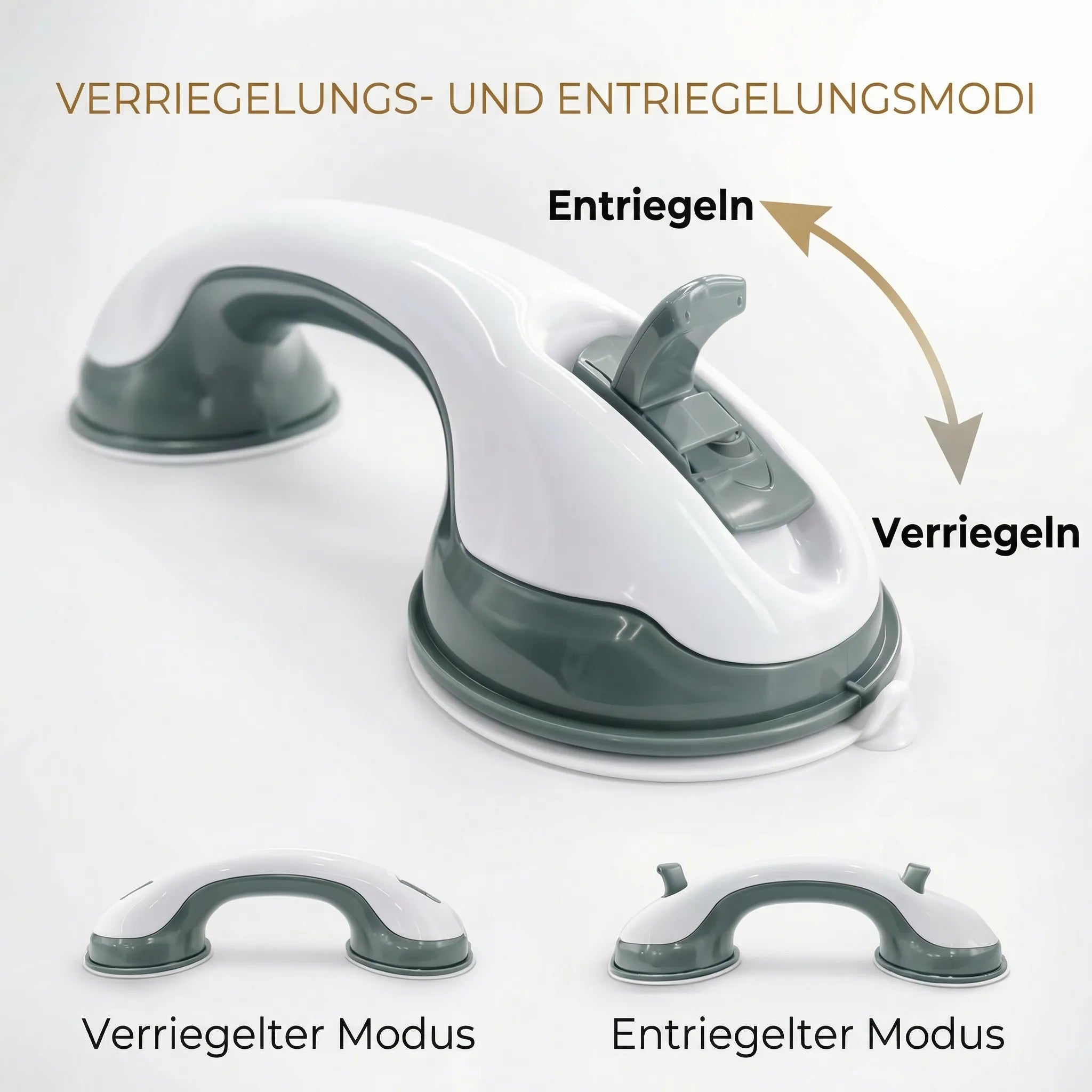 Secure Bathroom Grab Bar with Suction Mount for Easy Grip