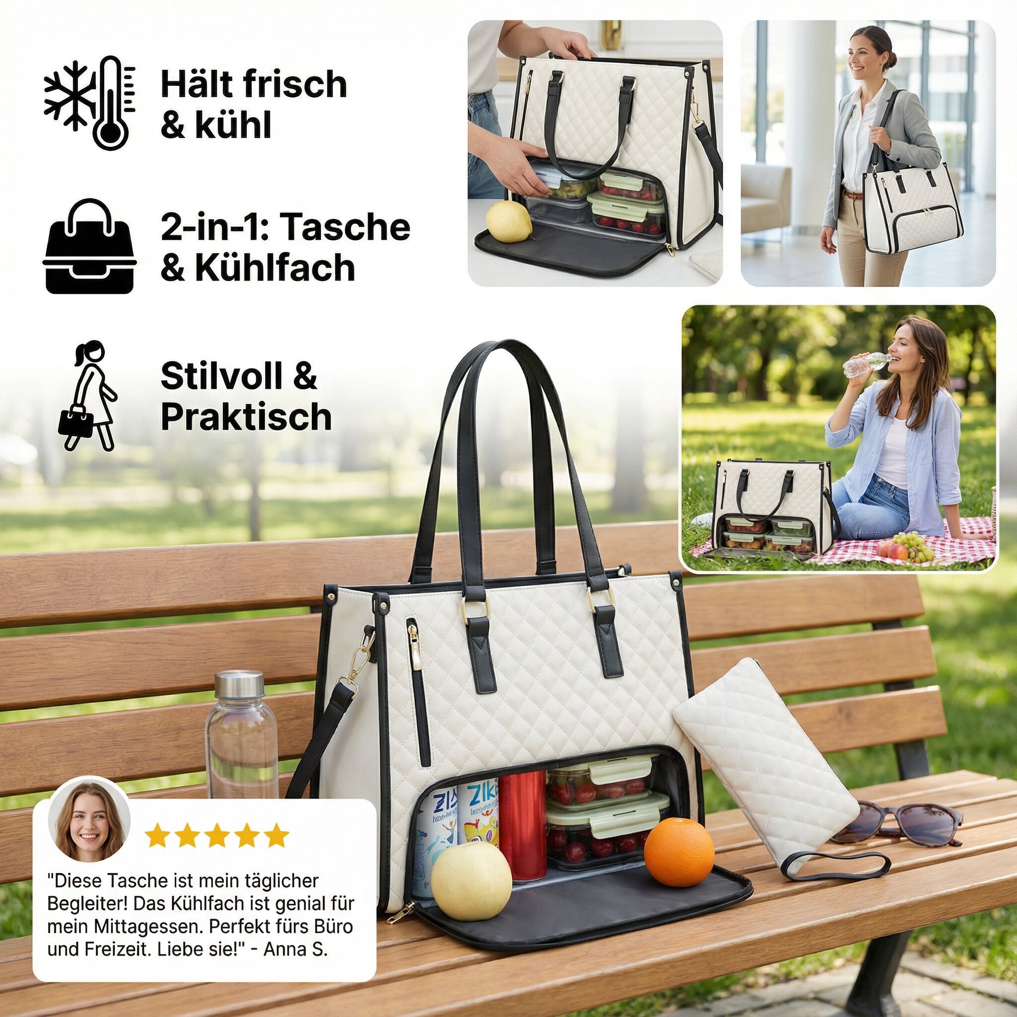 Chic Insulated Tote Bag for Women | Stylish Cooler Bag