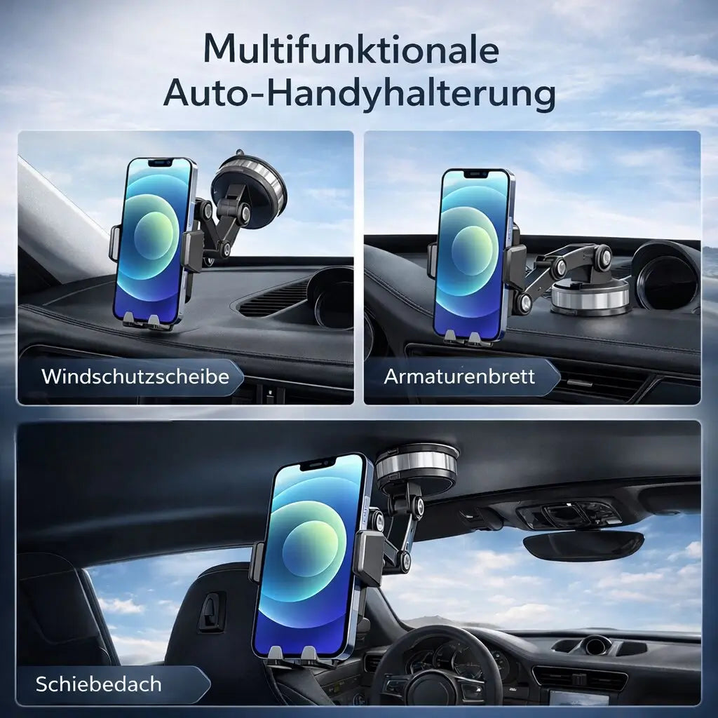 Smart Auto Phone Mount with Suction Cup & 360° Rotation