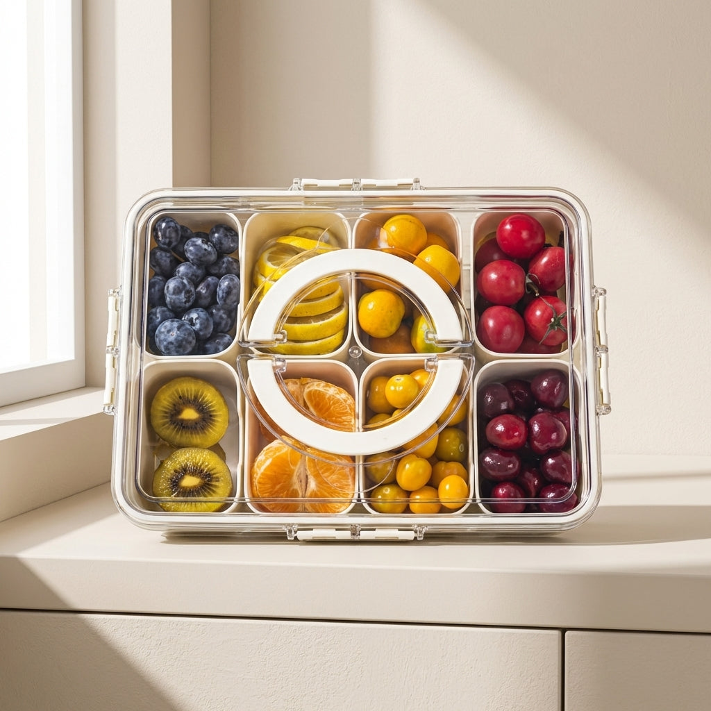 Stylish 8-Section Serving Platter with Comfortable Handles