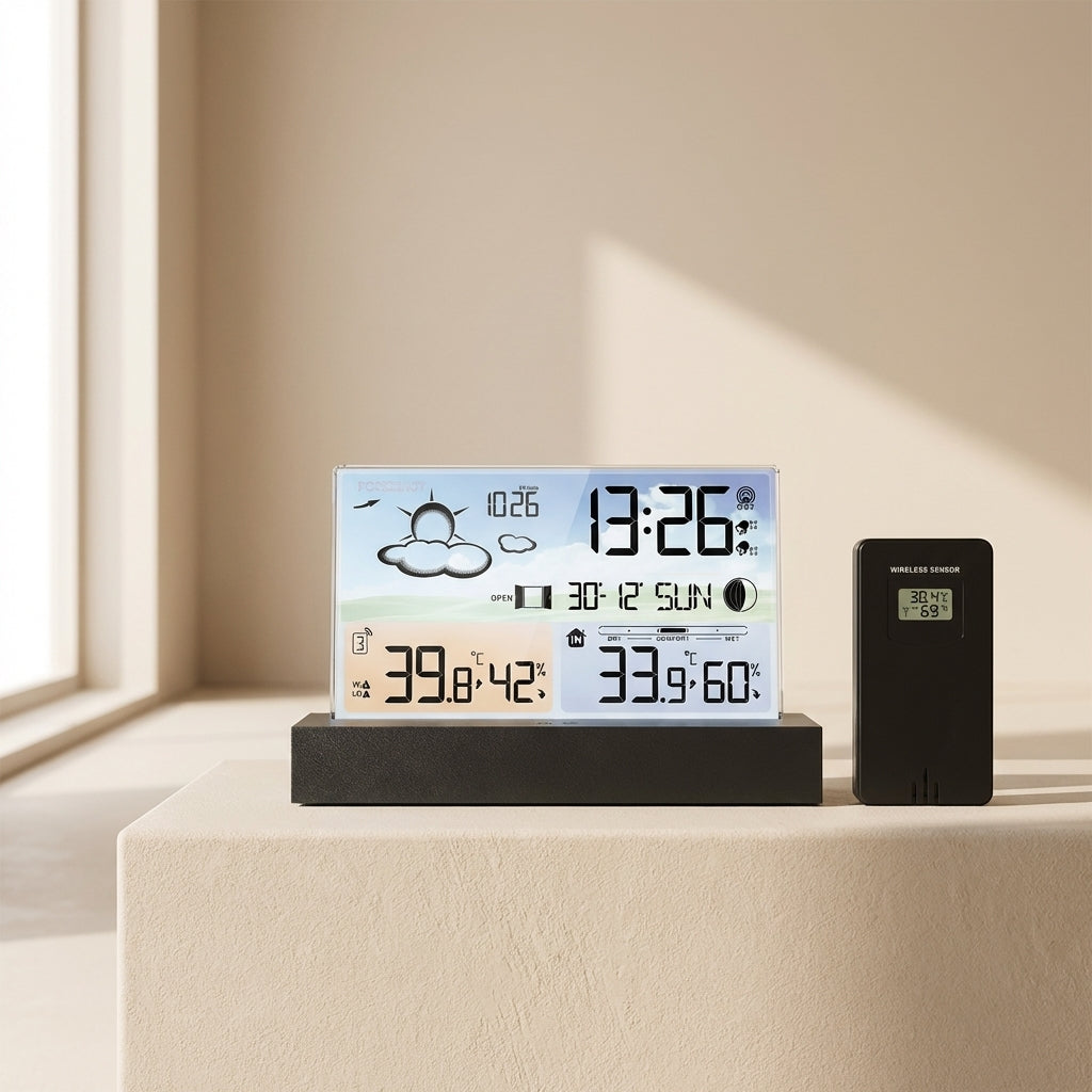 Smart Acrylic Desk Clock with Alarm & Temperature Readout