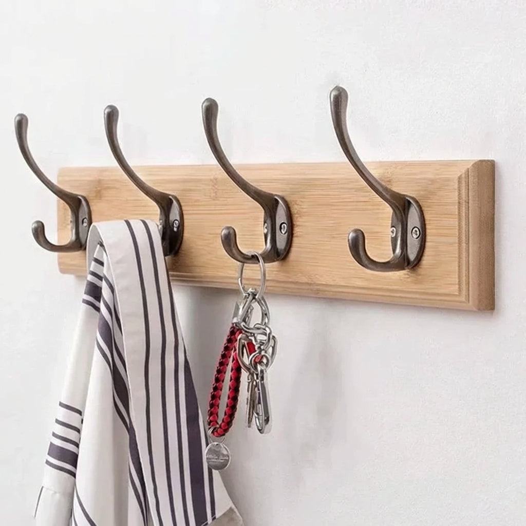 Stylish Wooden Wall Rack with 4-5 Hooks for Organized Living
