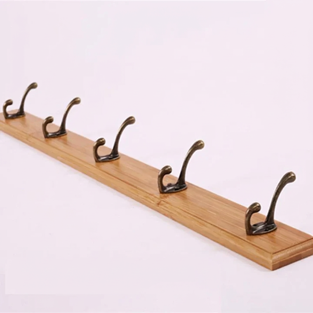 Stylish Wooden Wall Rack with 4-5 Hooks for Organized Living