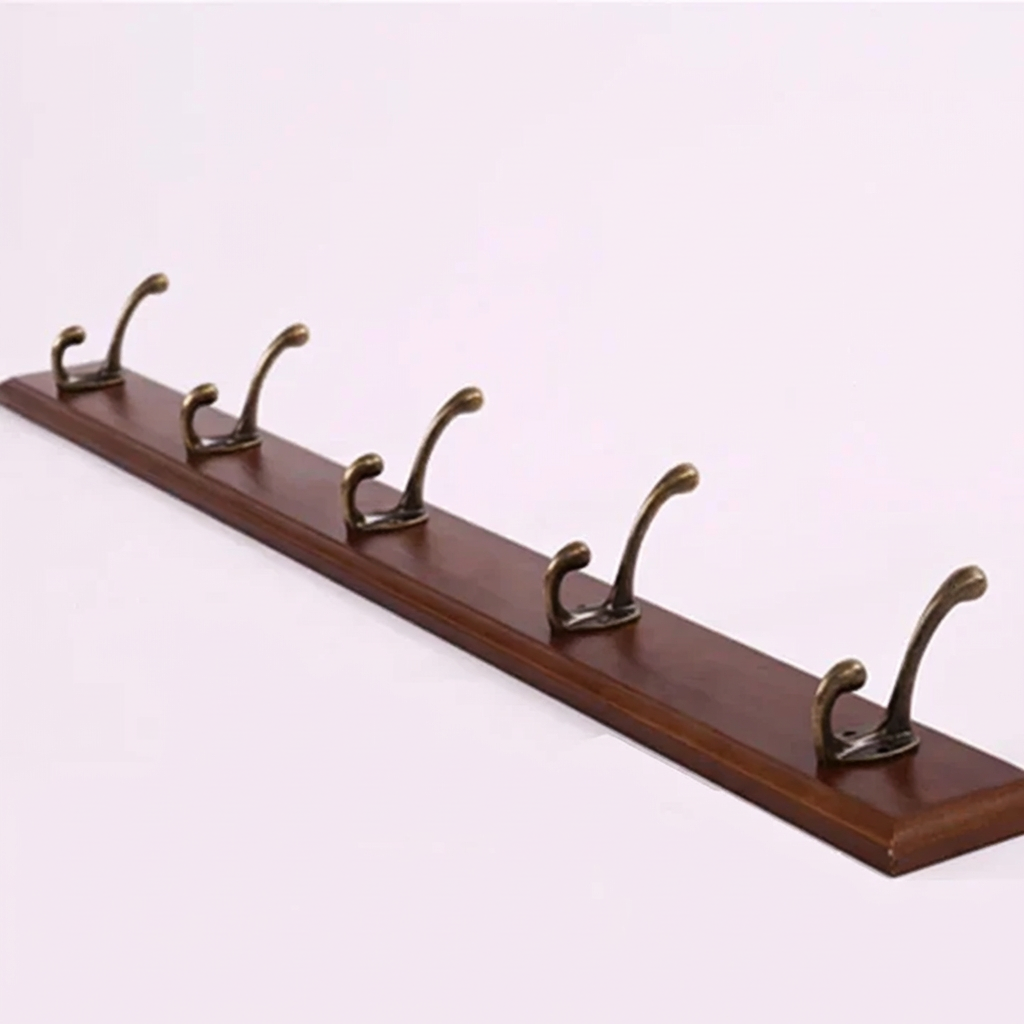 Stylish Wooden Wall Rack with 4-5 Hooks for Organized Living