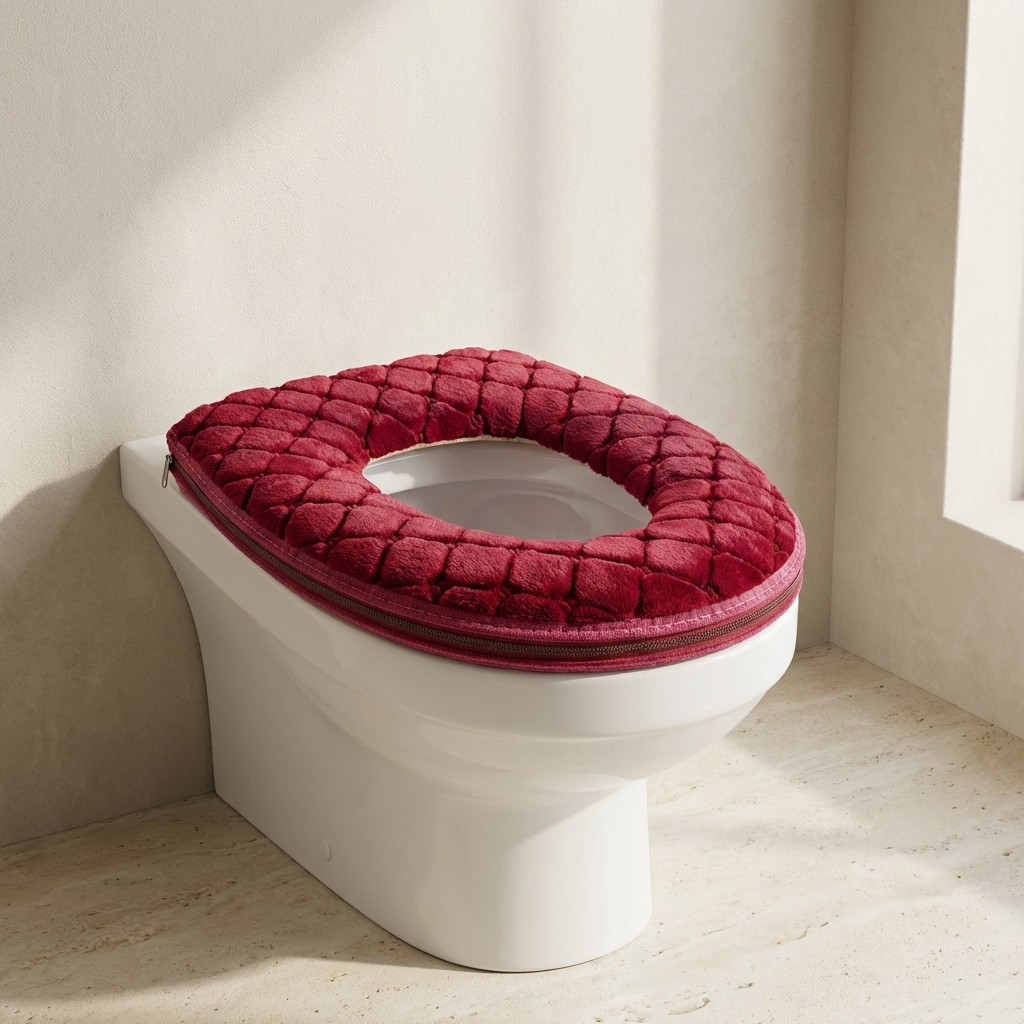 Luxurious Plush Toilet Seat Cover - Washable & Universal Fit