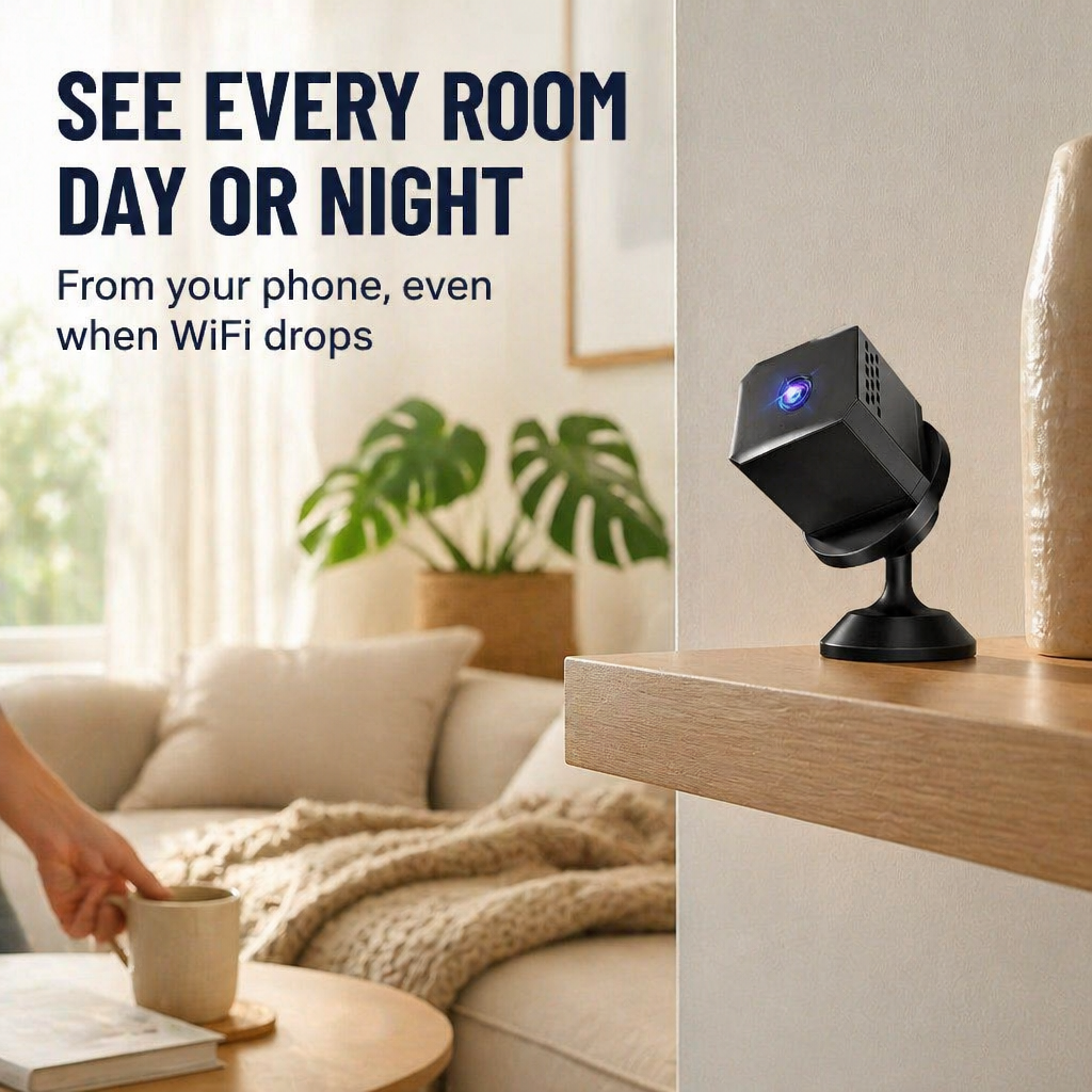 Zoomora™ Mini Cam — View Every Room Day and Night, Wherever You Are