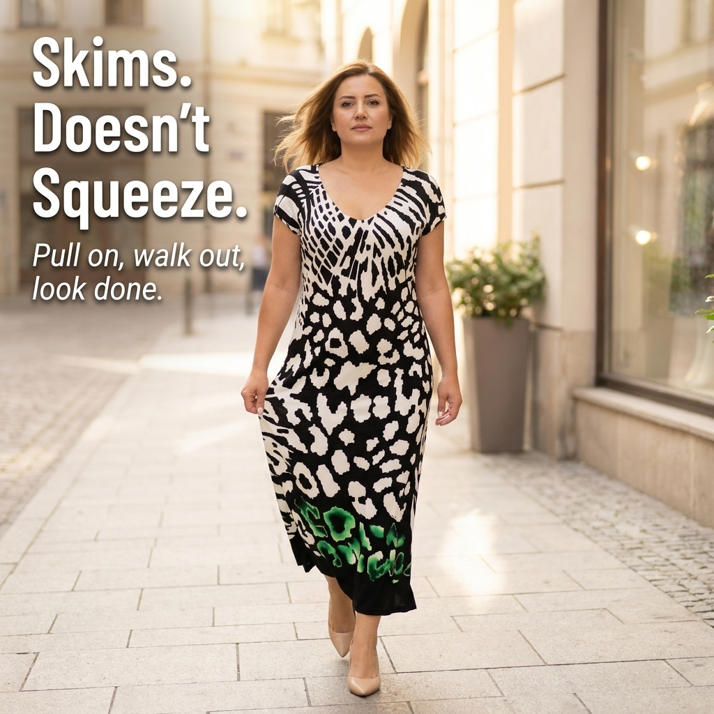 LuminaFlow™ – Breezy V-Neck Midi Dress Featuring Mixed Animal Prints