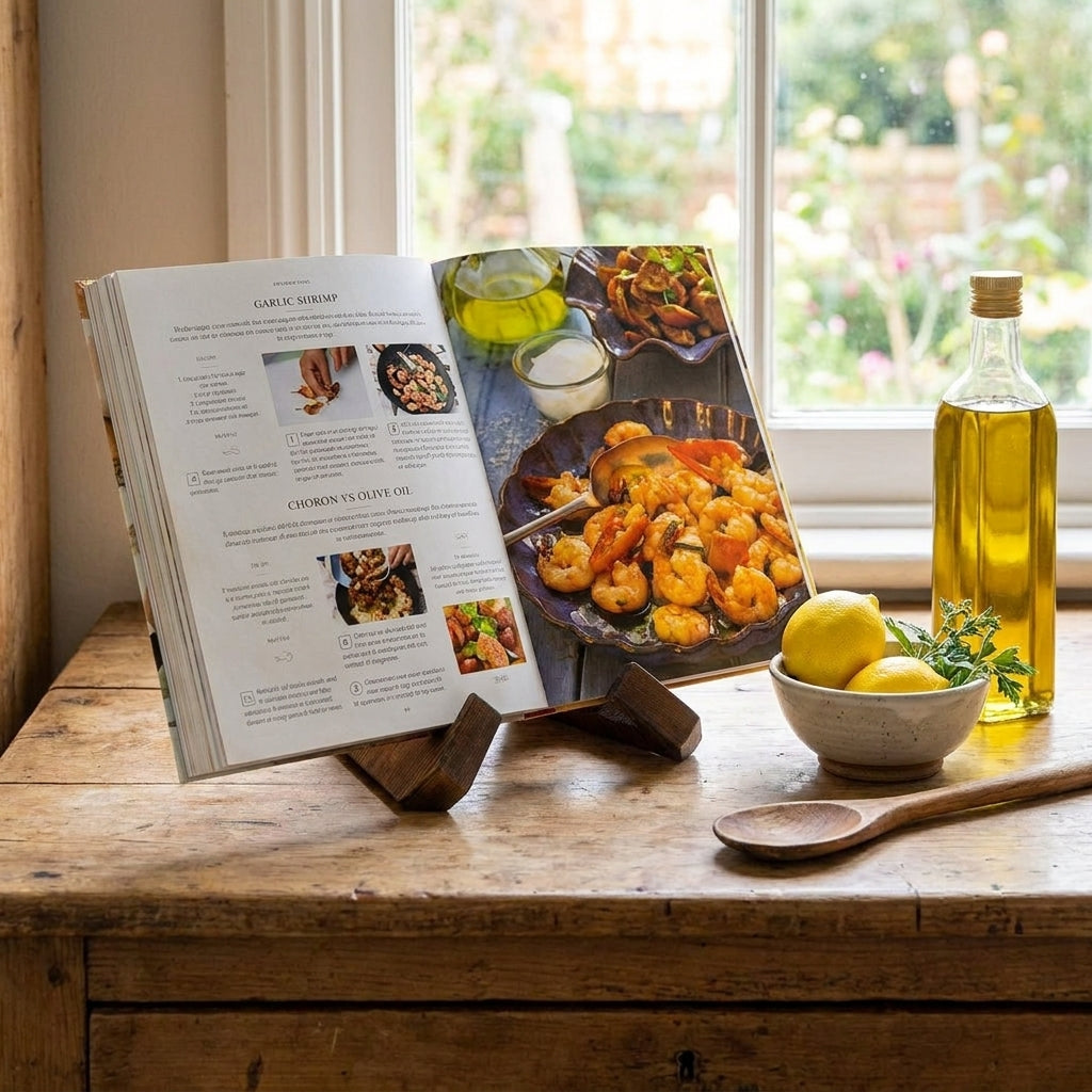 Versatile Wooden Recipe Holder for Hands-Free Cooking