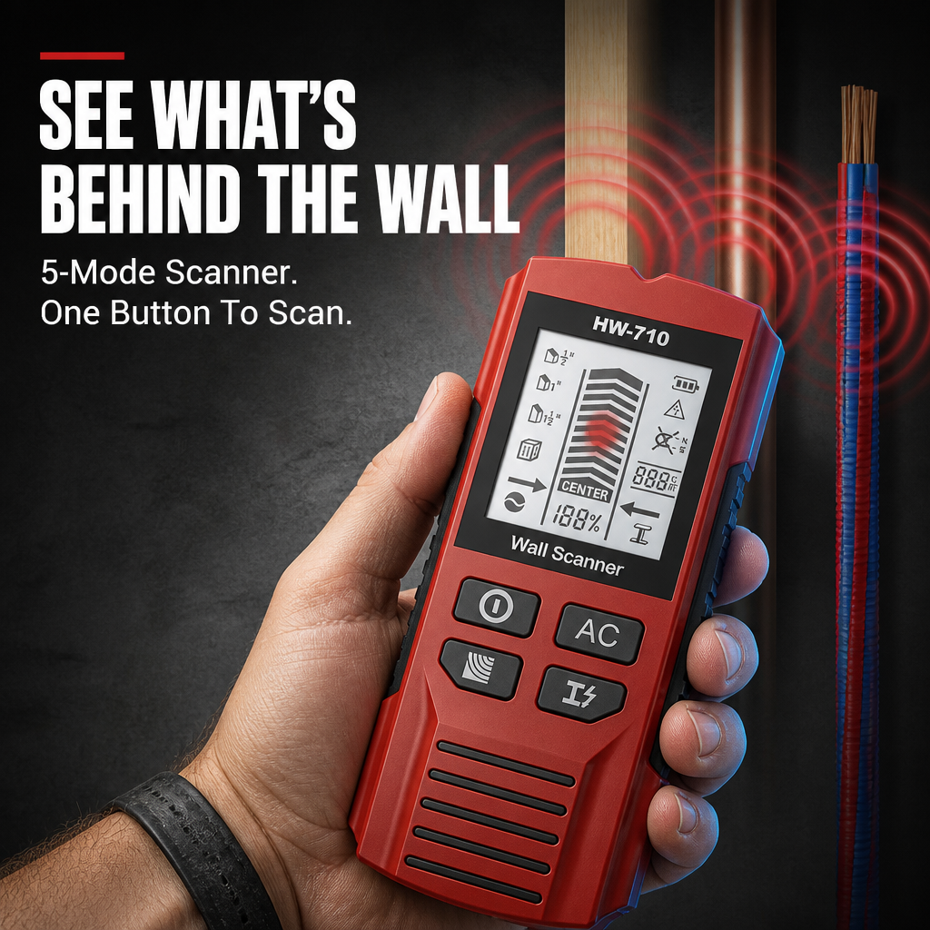 WallScout™ HW-710 — Locate Studs, Wires & Pipes Ahead of Drilling | 5-Mode Scanner