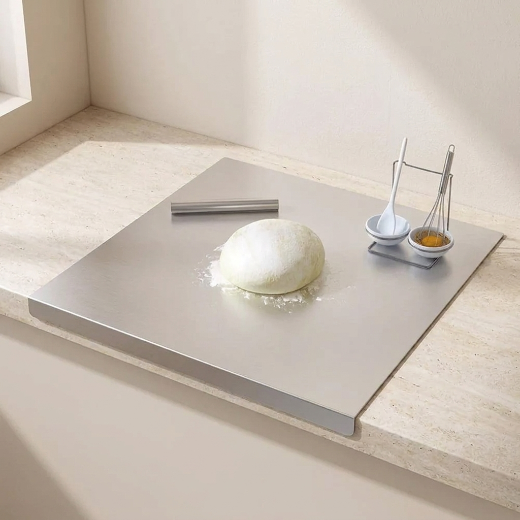Durable Stainless Steel Prep Board with Protective Edge