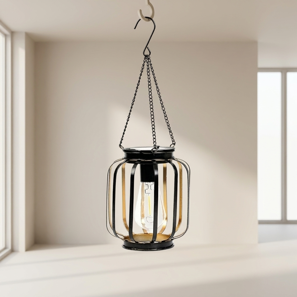 Elegant Solar-Powered Hanging Lantern for Outdoor Spaces