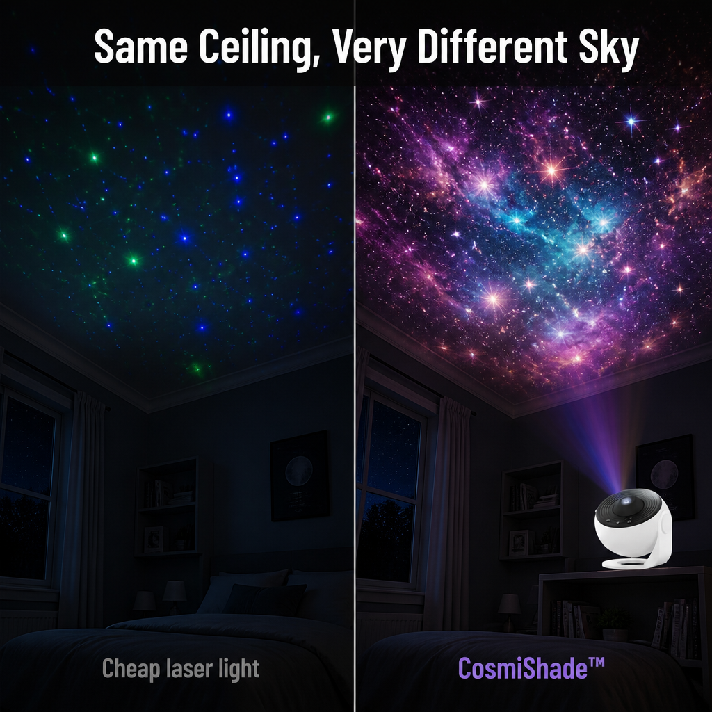 CosmiShade™ — Turn Any Ceiling Into a Real Planetarium, Not Laser Dots
