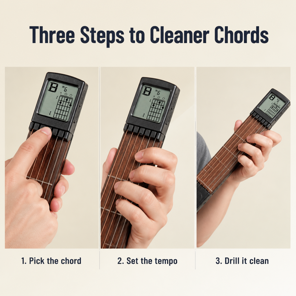 AXIOM Grip™ — Build Real Chord Muscle Memory Anywhere, Dead Silent