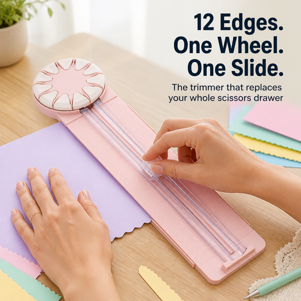 SliceMaster™ — Turn One Wheel, Cut 12 Decorative Edges Clean Every Time