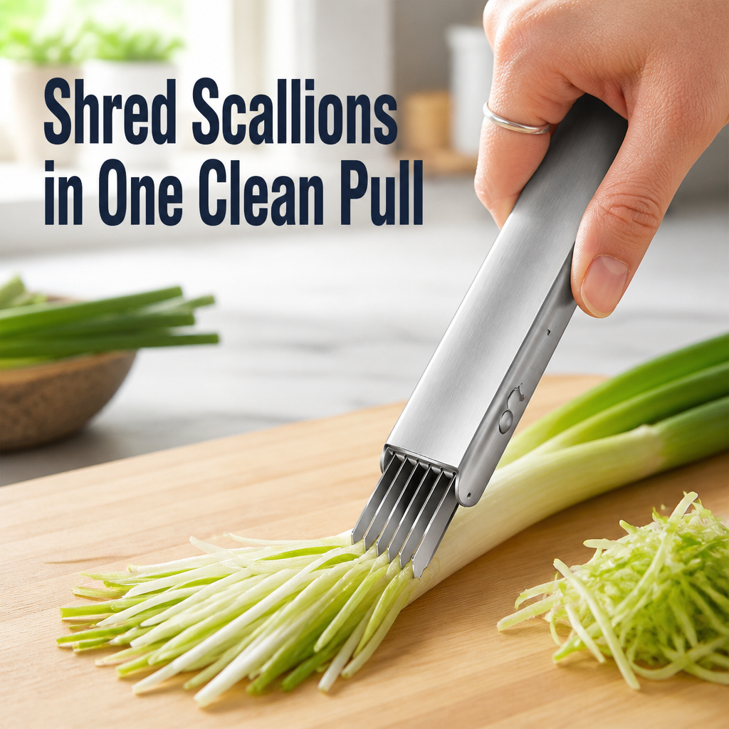 QuickSlicePro™ — Shred Scallions Paper-Thin in One Clean Stroke | 304 Steel