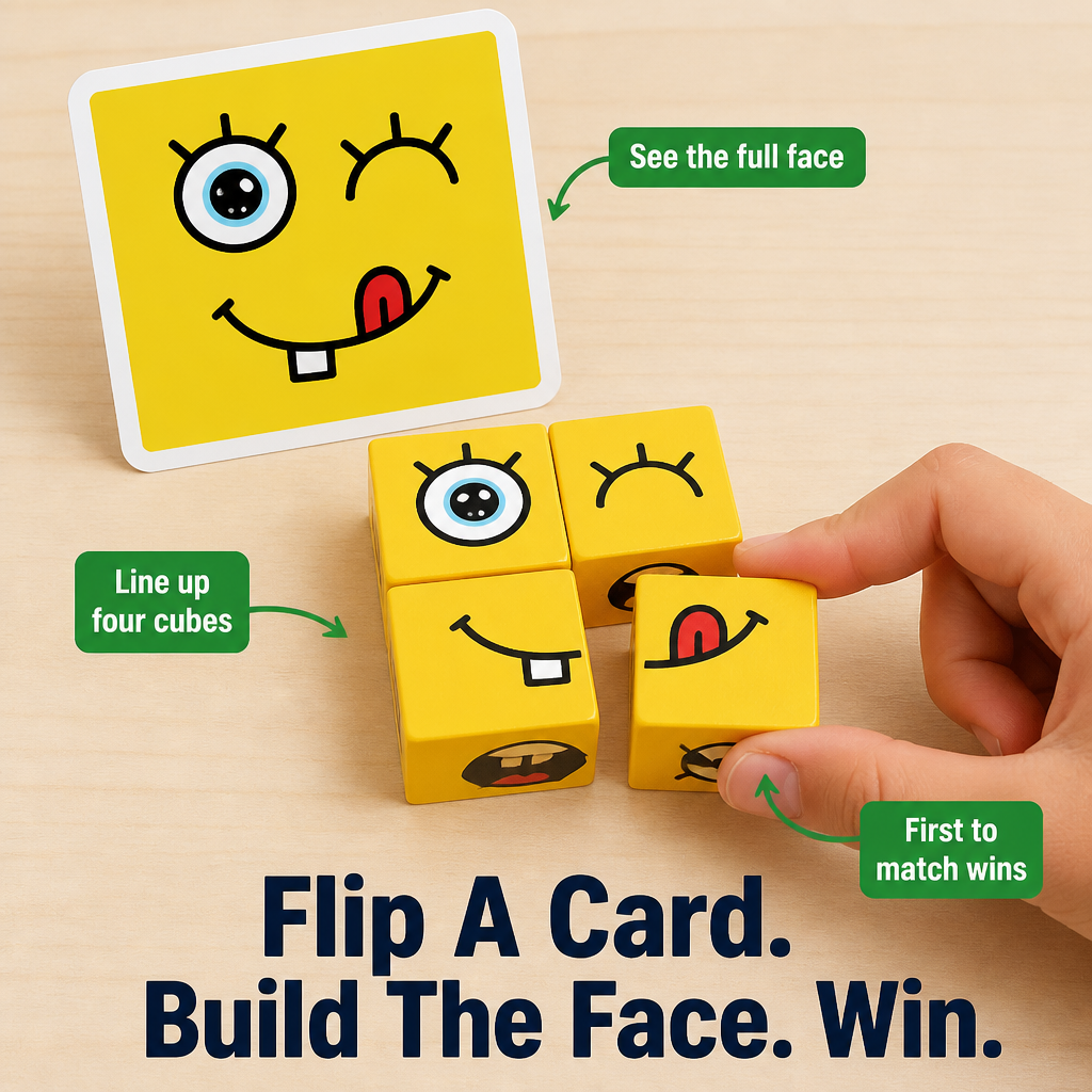 MindRise™ — Race To Build The Funny Face From 4 Cubes Before Your Kid Does