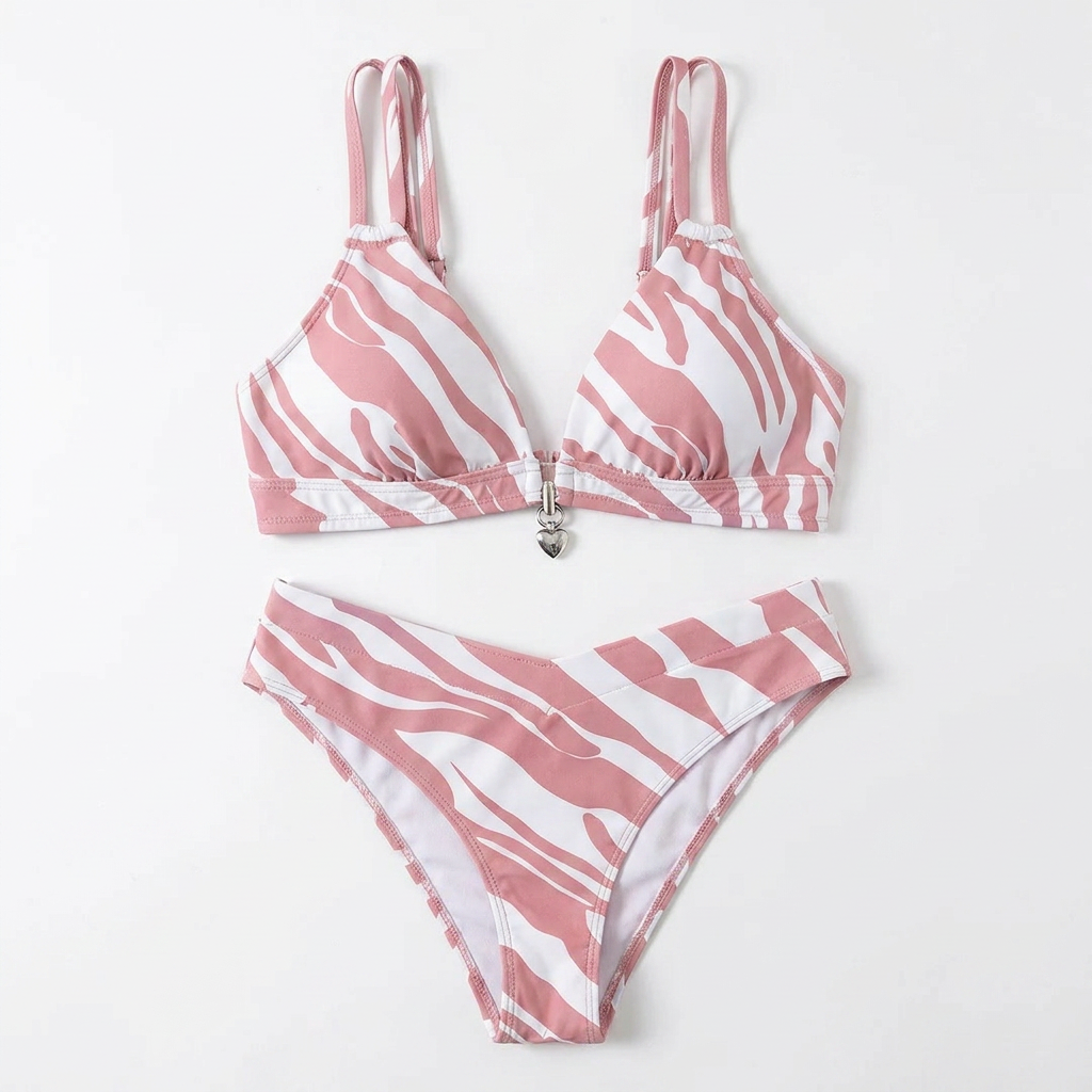 LumeaShape™ – Wireless Halter Bikini Set with Bold Wavy Print