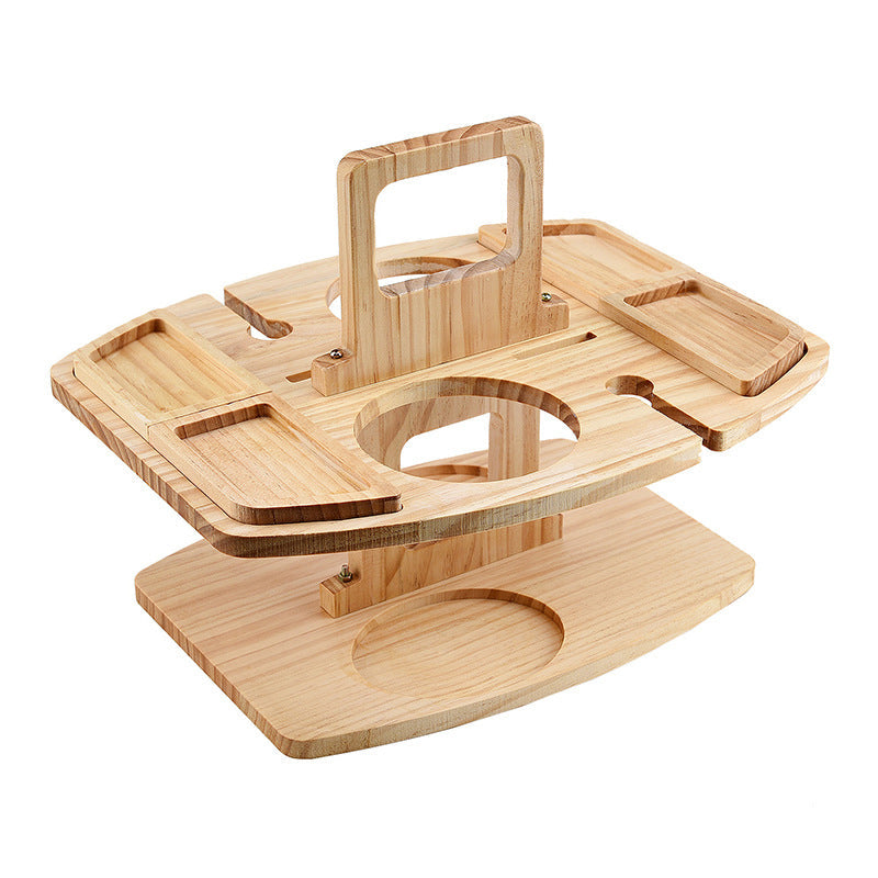 Compact Wooden Wine Serving Table for Outdoor Gatherings
