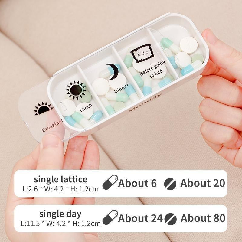 Weekly Pill Dispenser with Labels for Each Day