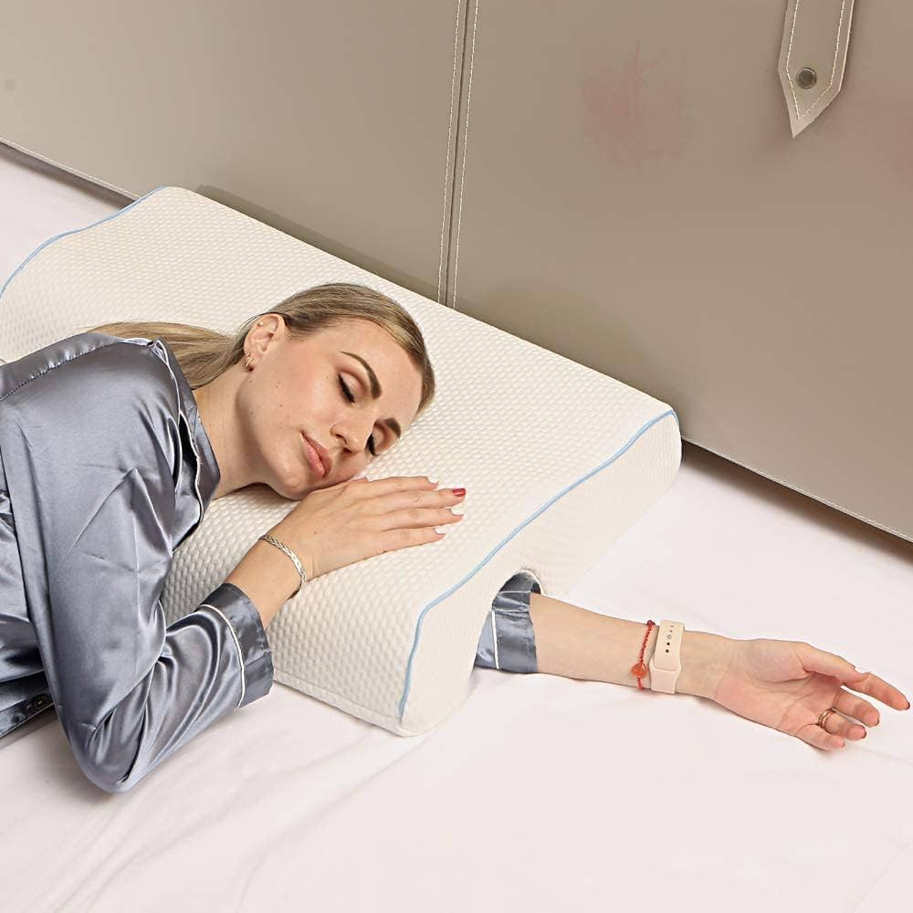 Ergonomic Side Sleeper Pillow with Cooling Gel and Arm Support