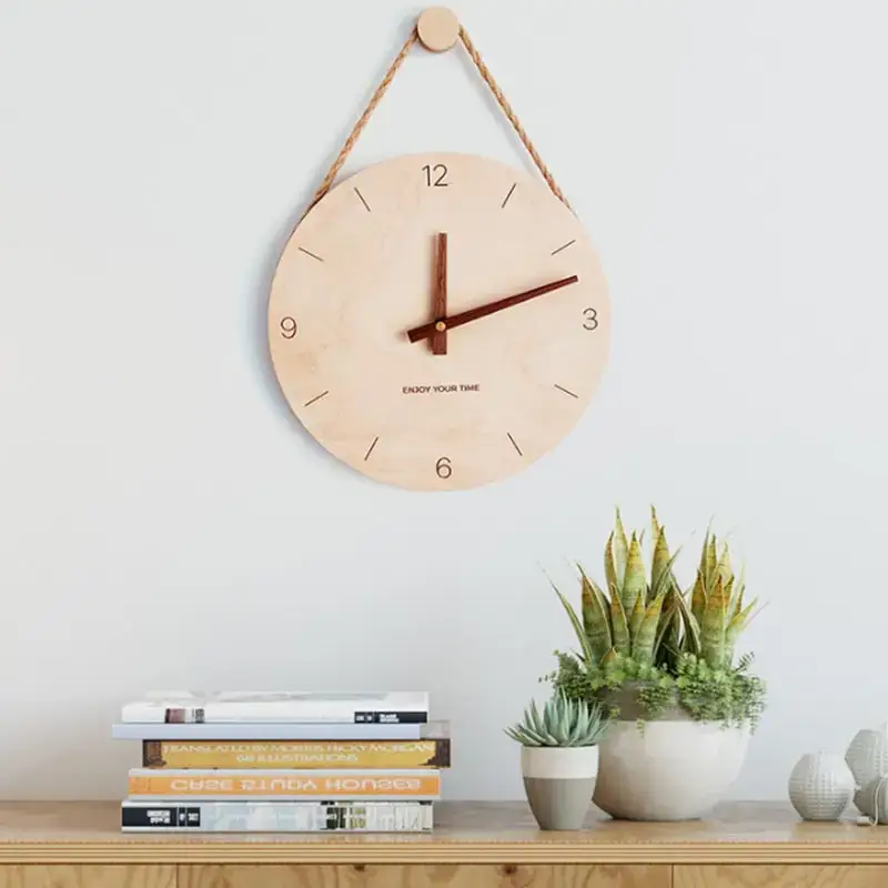 Chic Wood Wall Clock - Sleek Design with Whisper-Quiet Mechanism