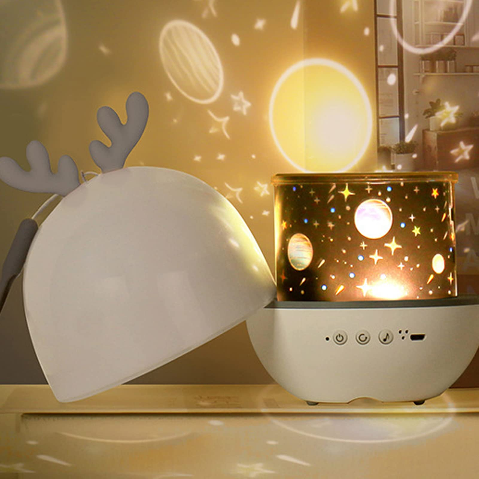StarrySky Projector with 6 Dynamic Patterns and 360° Rotation