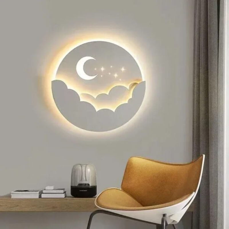 Celestial Glow Wall Light with USB Power – Moon & Stars Design