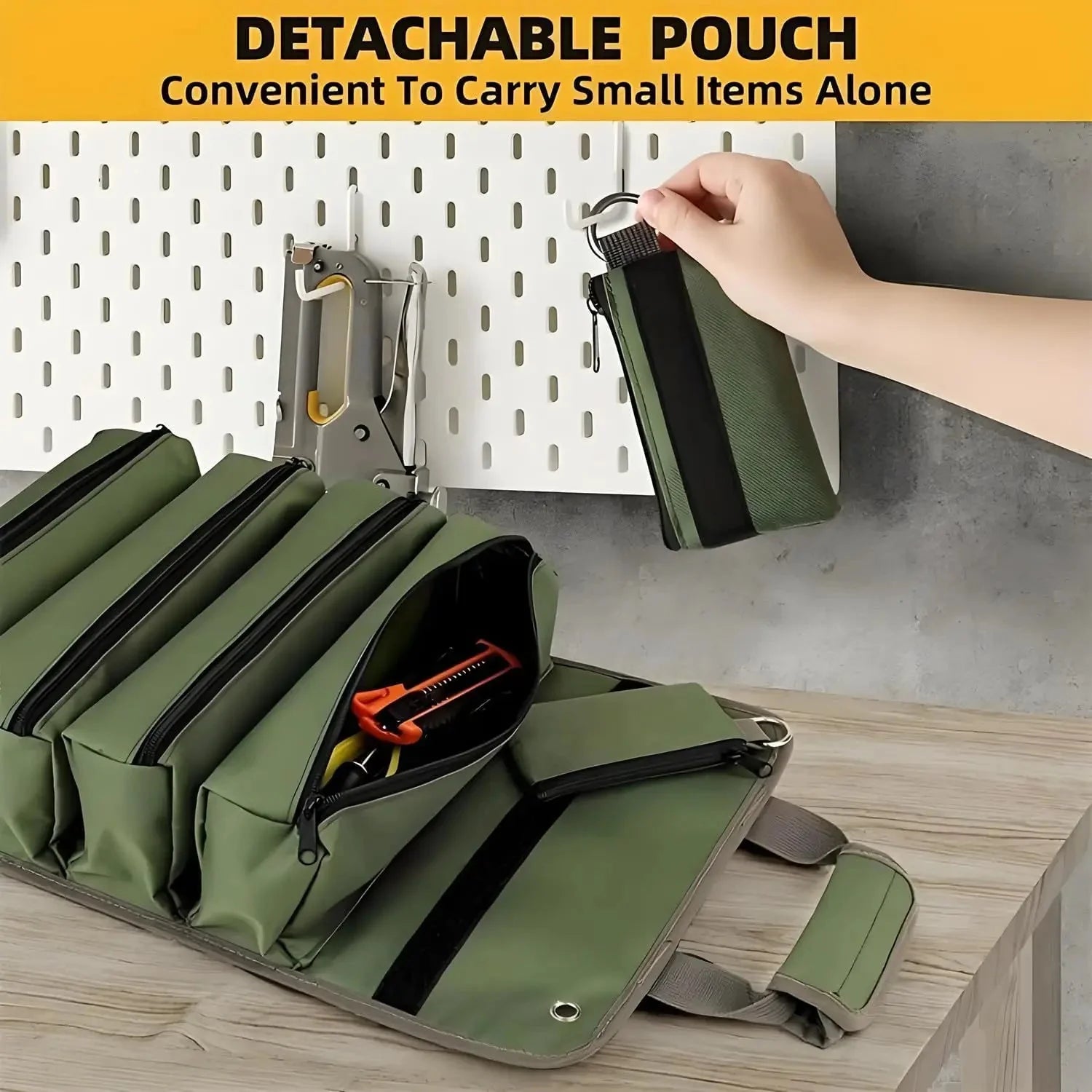 Tool Bag with Removable Sections – Roll-up Design