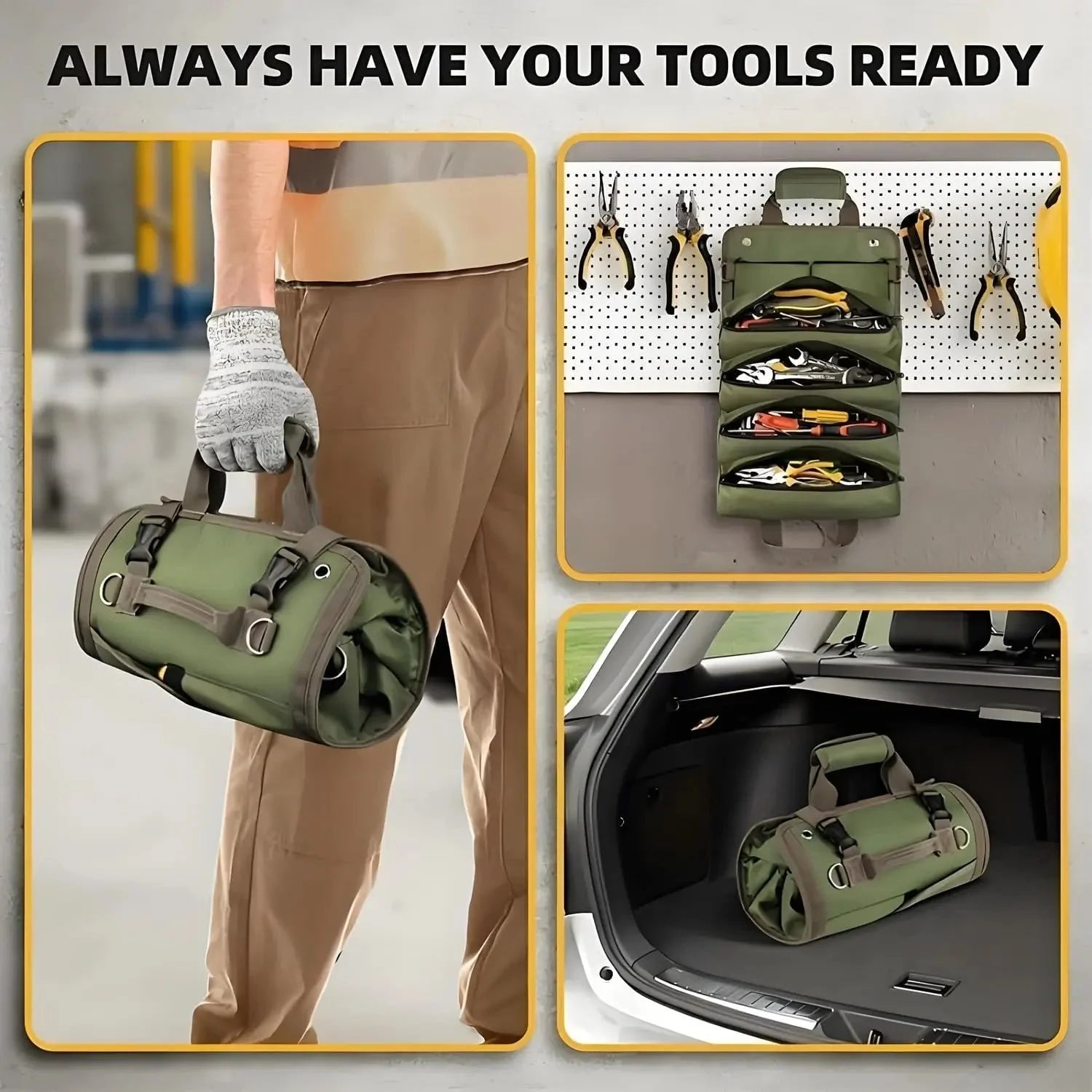 Tool Bag with Removable Sections – Roll-up Design