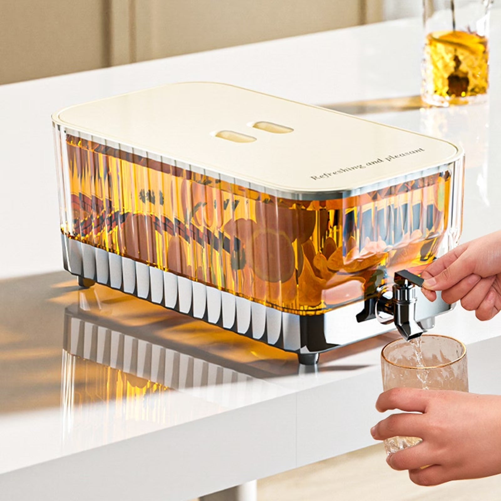 Elegant 5.3L Glass Drink Dispenser with Easy-Pour Handle