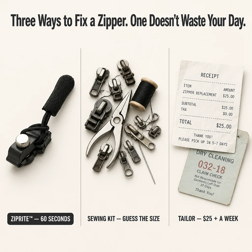 ZipSwiftFix™ — Replace Any Broken Zipper Pull in 30 Seconds Flat