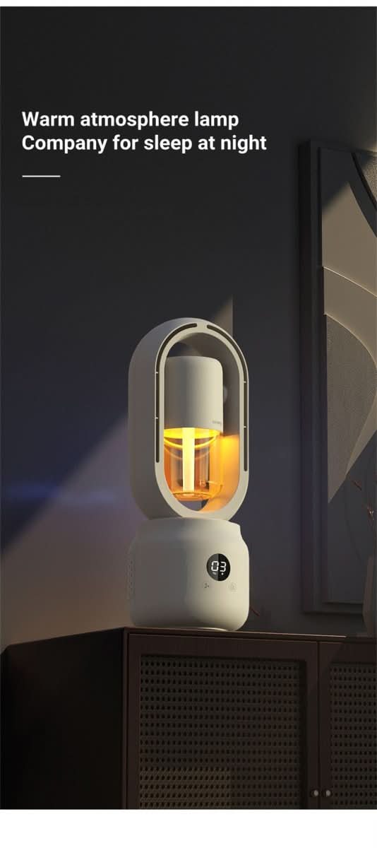Compact Bladeless Fan with Humidifier & Gentle Night Light