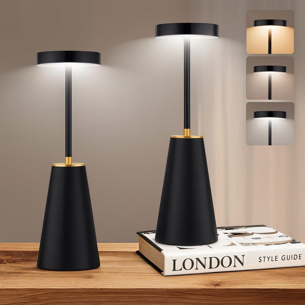 Wireless Touch-Control Table Lamp | Adjustable Brightness | Cozy Lighting for Any Space