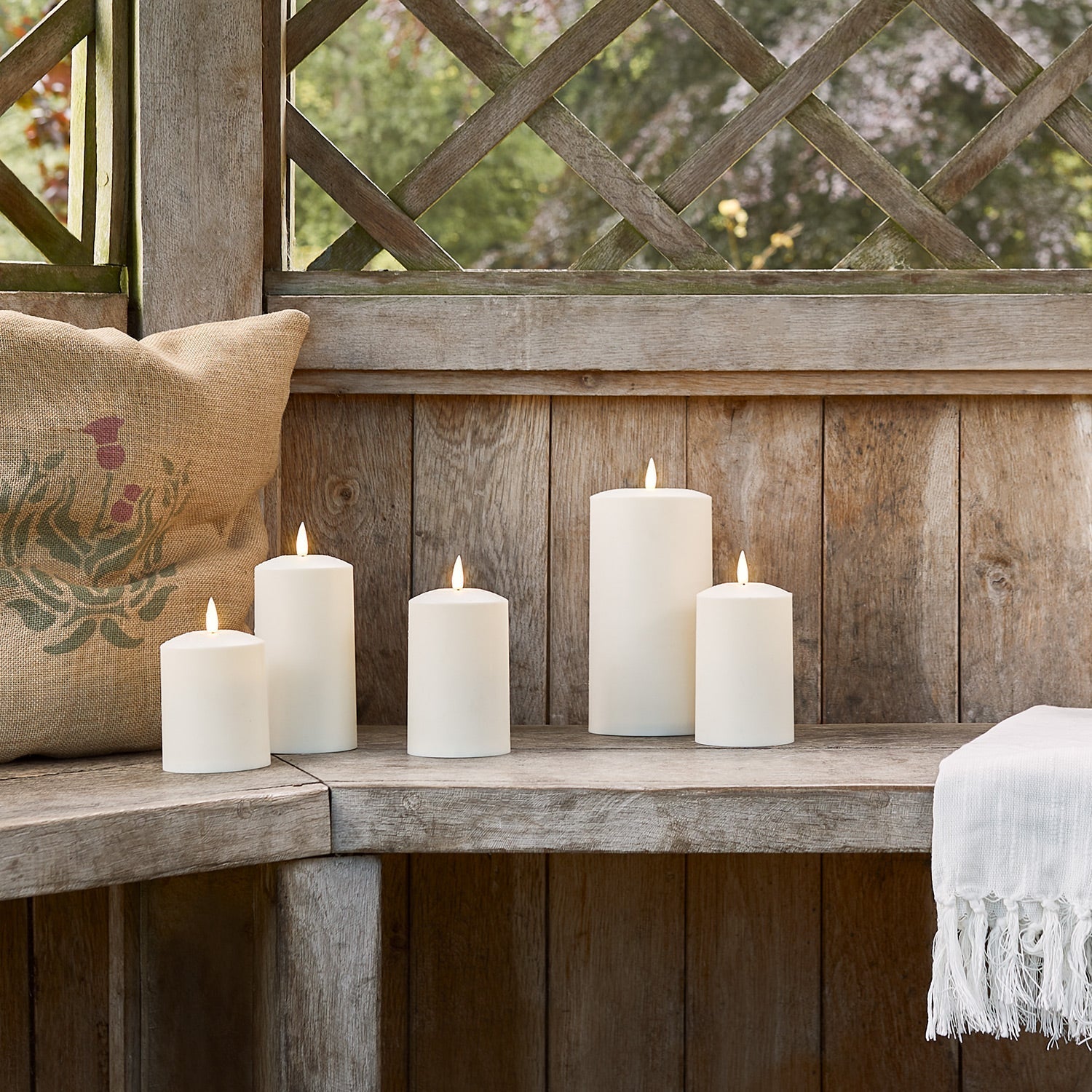 Set of 3 Timer-Controlled LED Candles for Outdoor Use