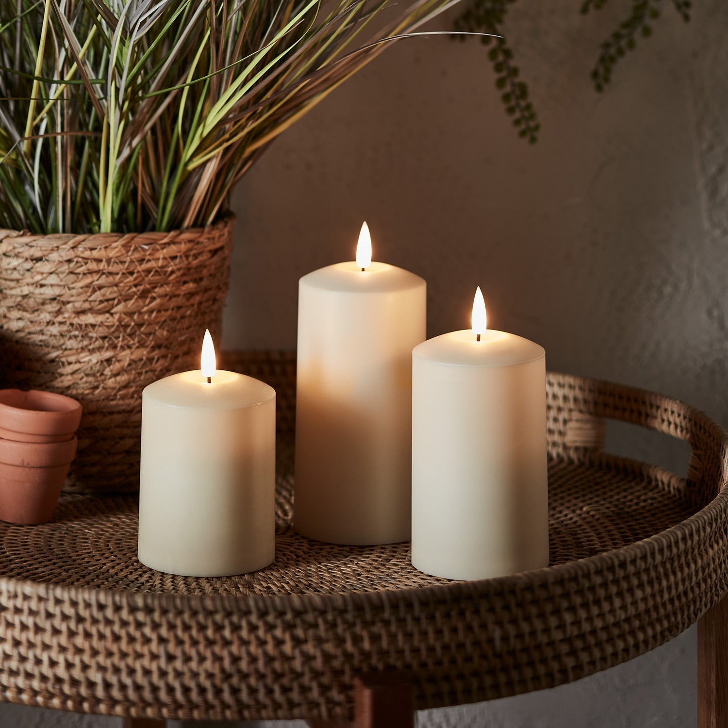 Set of 3 Timer-Controlled LED Candles for Outdoor Use