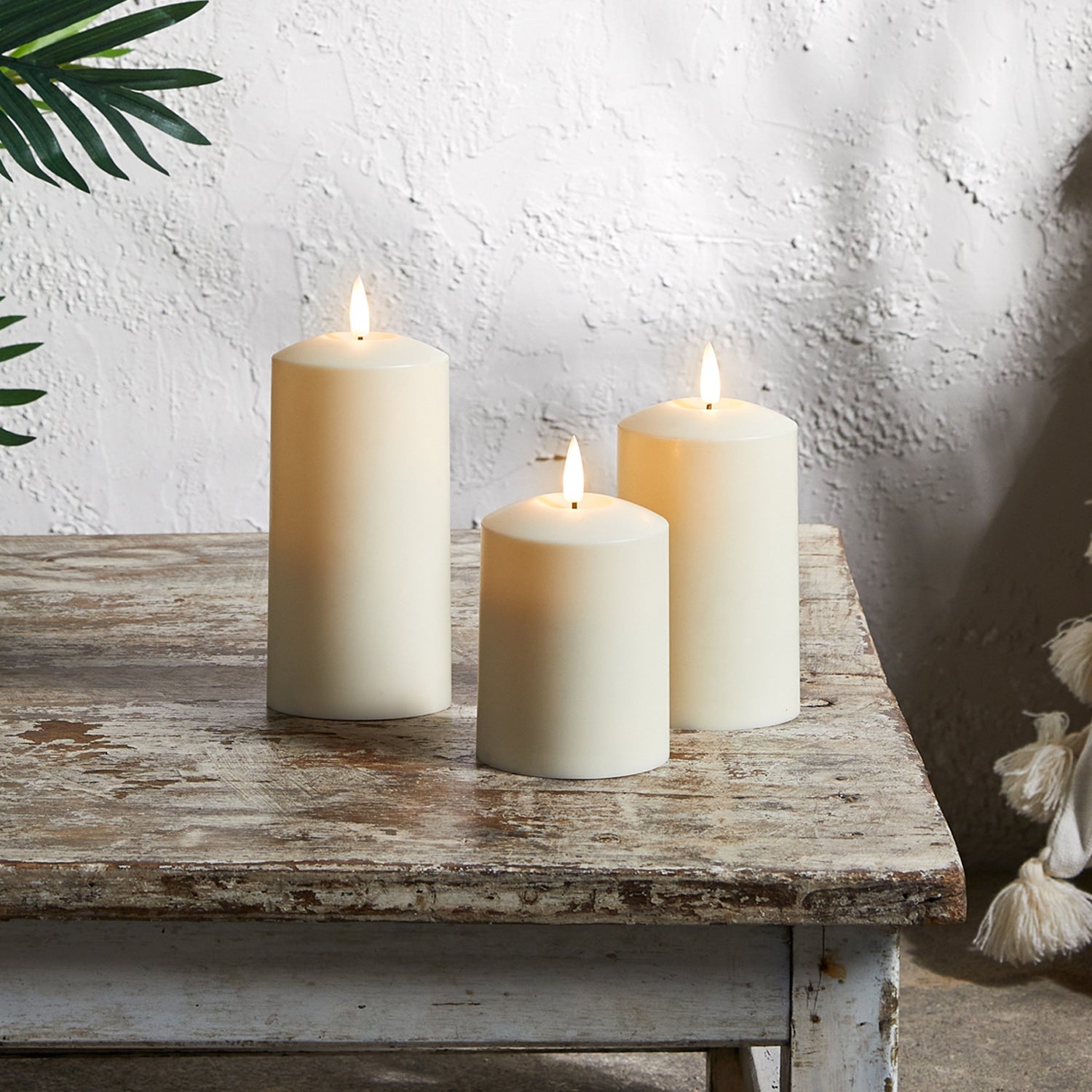 Set of 3 Timer-Controlled LED Candles for Outdoor Use
