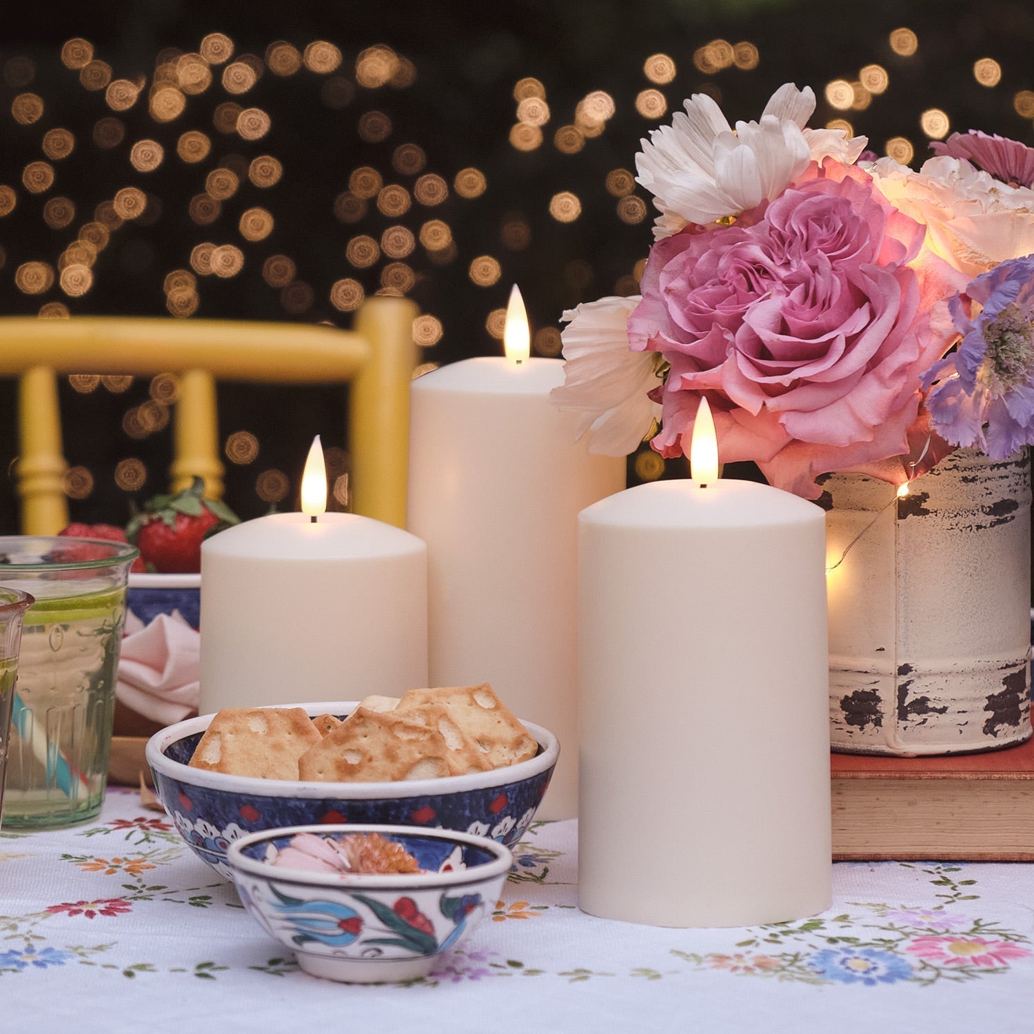 Set of 3 Timer-Controlled LED Candles for Outdoor Use