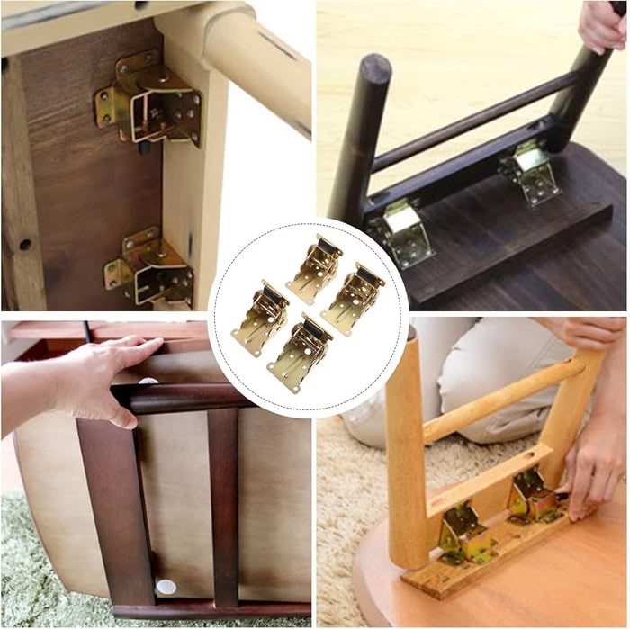Space-Saving Steel Hinges | Foldable Bracket Set for Table & Cabinet (4 Pieces)