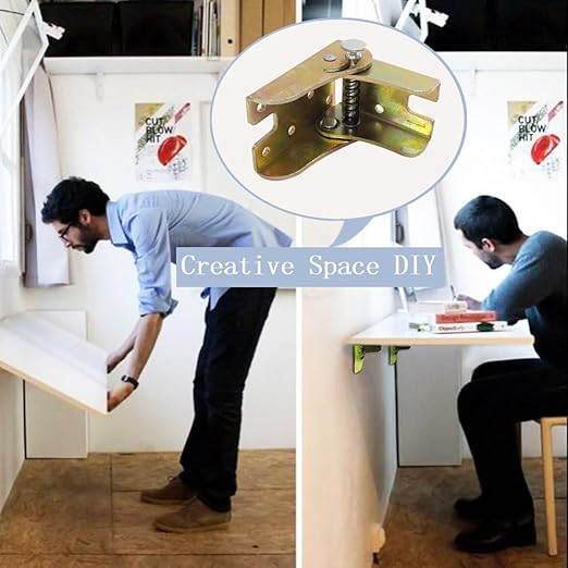 Space-Saving Steel Hinges | Foldable Bracket Set for Table & Cabinet (4 Pieces)